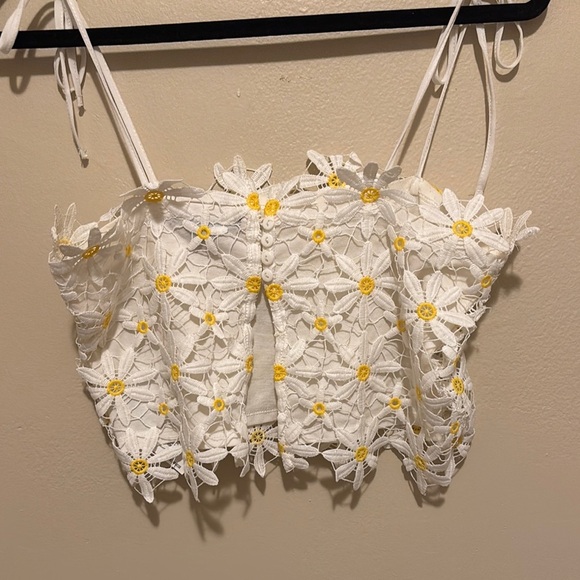 Forever 21 White and Yellow Embellished Crop Tank Top - Picture 2 of 2